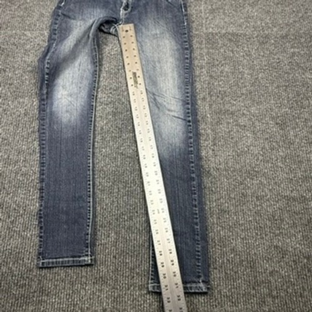 Red Rivet Womens Skinny Jeans Dark Wash Rhinestone Fleur De Lis Size 9 - Picture 6 of 13